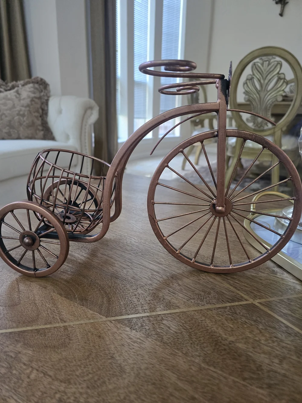 Copper Tricycle Wine Bottle Holder - Decorative Bar Accent